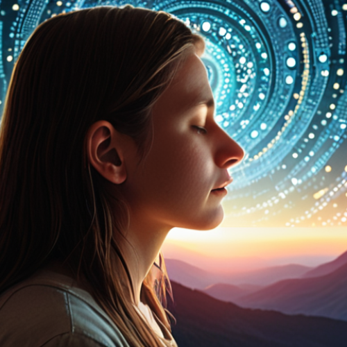 Home 18 **Prompt 1: From Digital Chaos to Inner Peace**
"A person's journey from being overwhelmed by the chaotic, bright lights and endless scrolling of social media to finding serene inner peace. The left side of the image depicts the person looking stressed, surrounded by a noisy, blurred digital vortex of notifications and comparison-inducing feeds. The right side smoothly transitions to the same person in a calm, meditative state, gently interacting with a screen displaying peaceful nature scenes, guided meditation symbols, and soft, warm light. The overall mood conveys a powerful transformation from digital anxiety to mindful well-being, with a subtle sense of cultural comfort through color palette or serene composition."